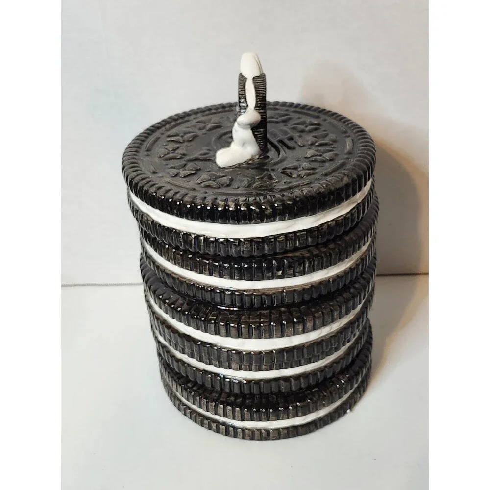 Vtg Nabisco Stacked OREO Cookie Jar Treat Container